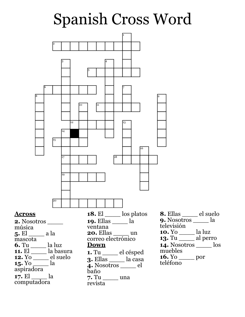 Spanish Cross Word