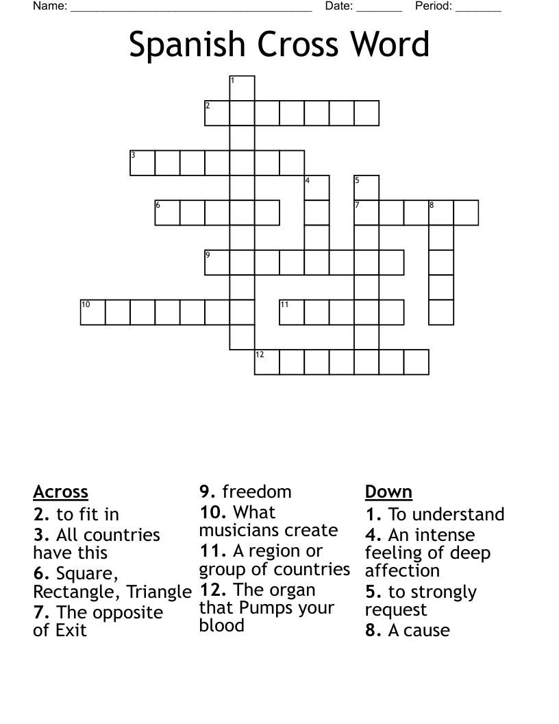 Spanish Cross Word