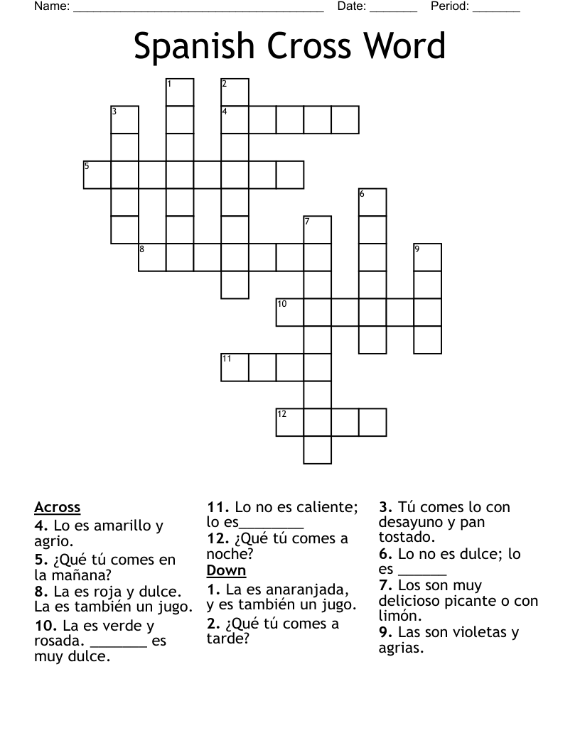 Spanish Cross Word
