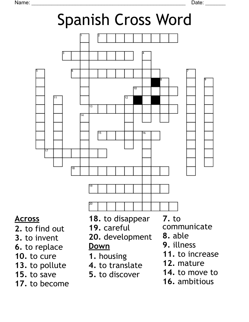Spanish Cross Word