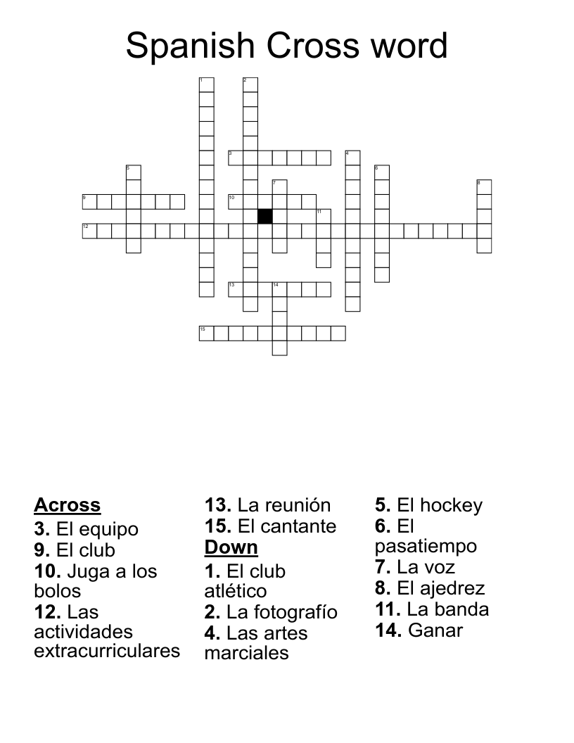 Spanish Cross word