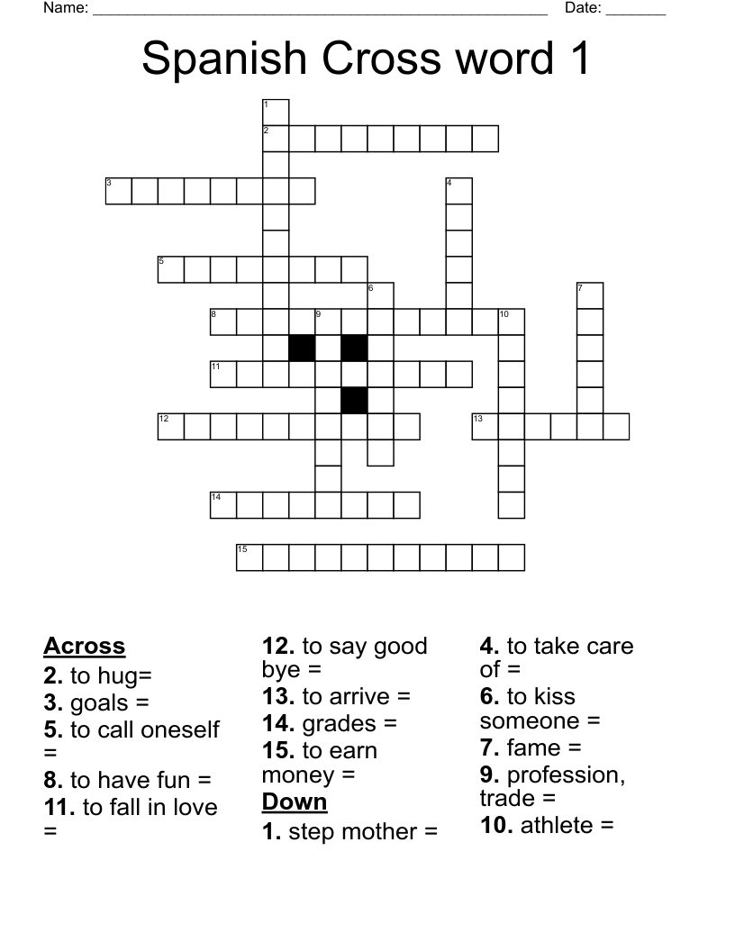Spanish Cross word 1