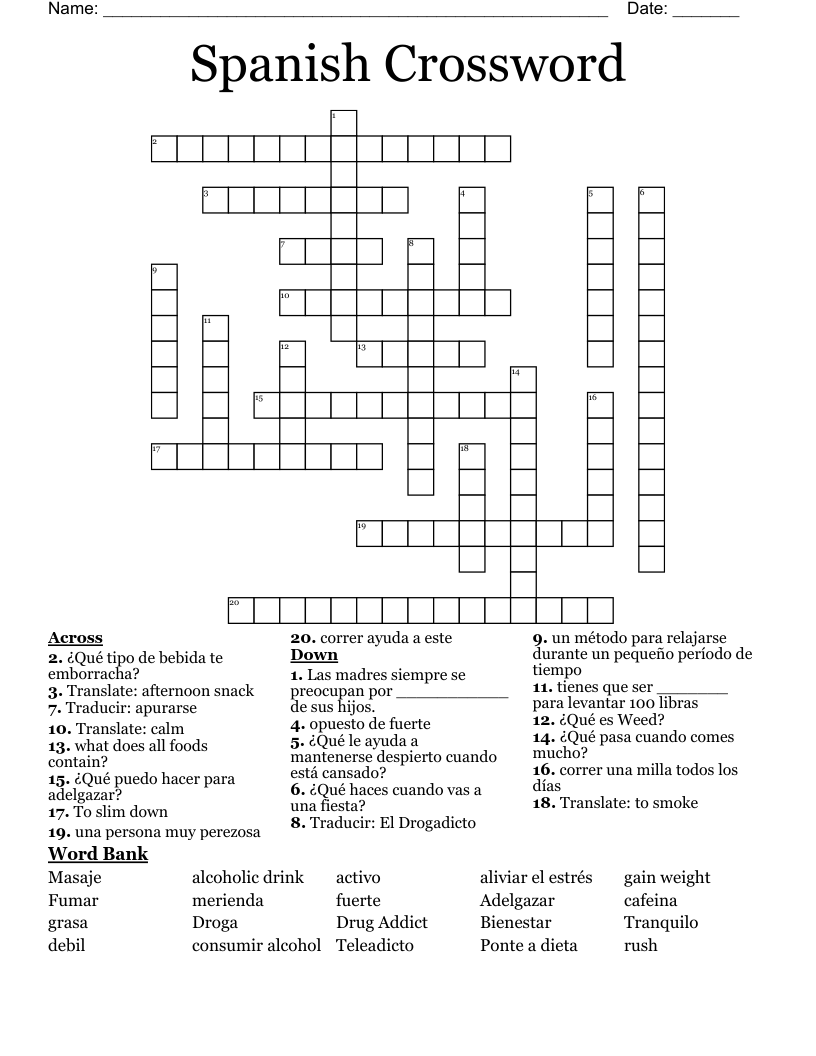 Spanish Crossword