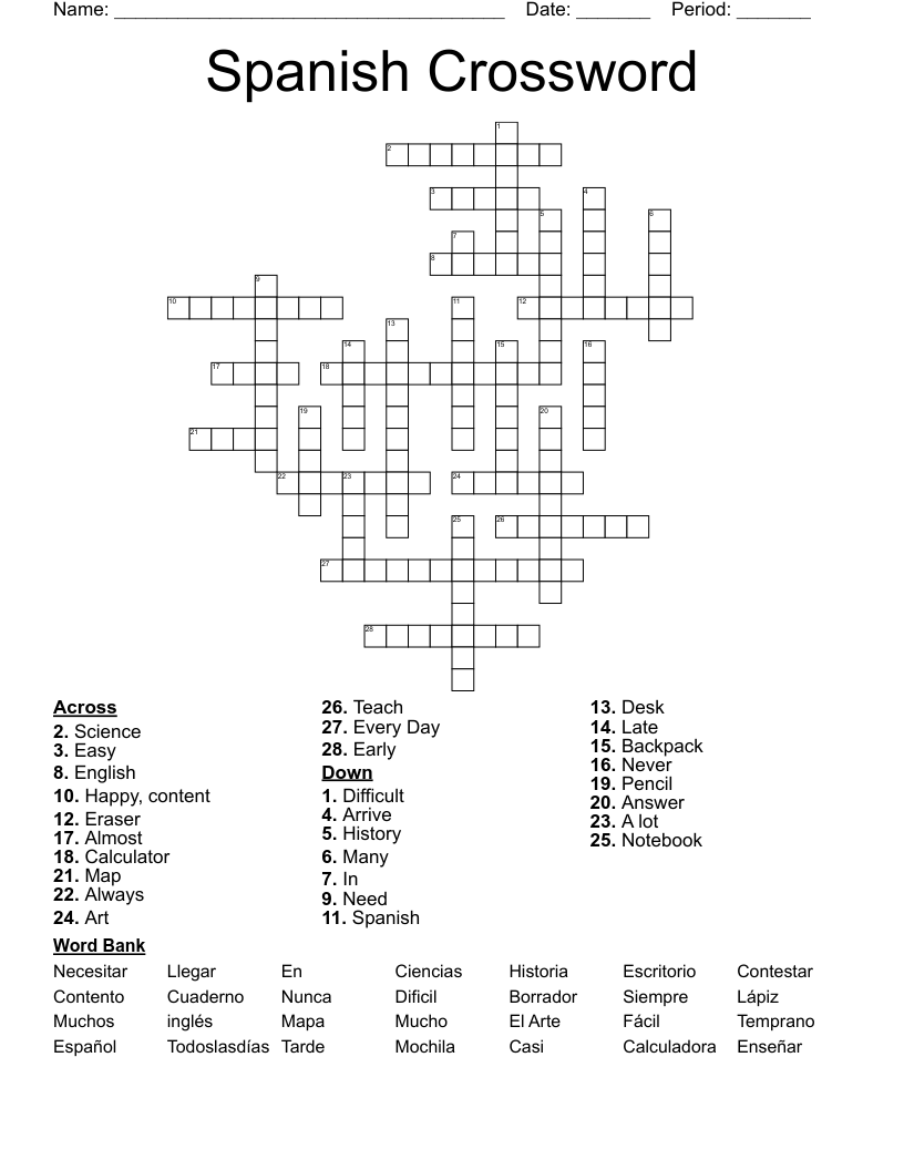 Spanish Crossword