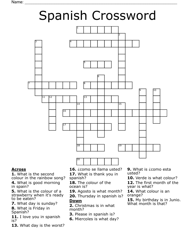 Spanish Crossword