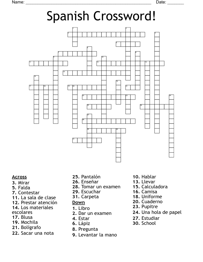 Spanish Crossword!