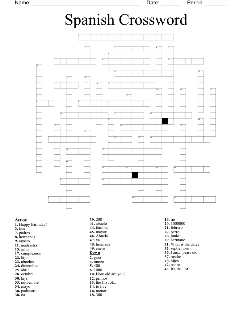 Spanish Crossword