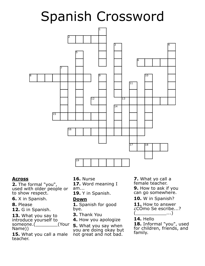 Spanish Crossword