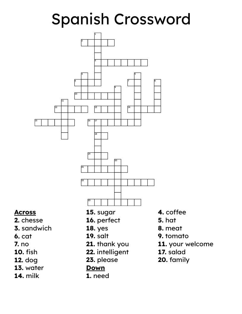 Spanish Crossword
