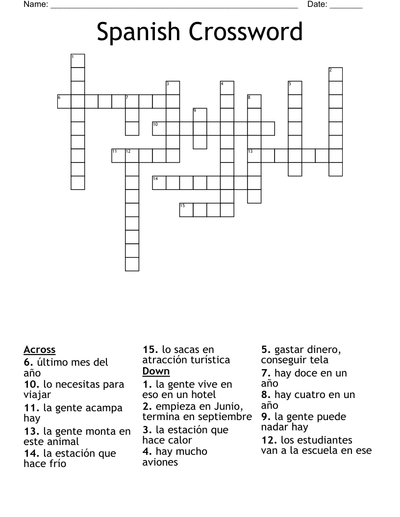 Spanish Crossword