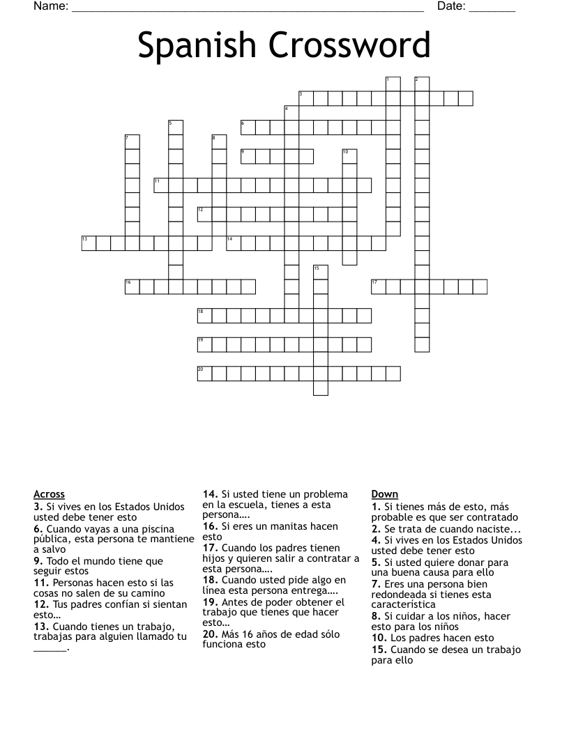 Spanish Crossword
