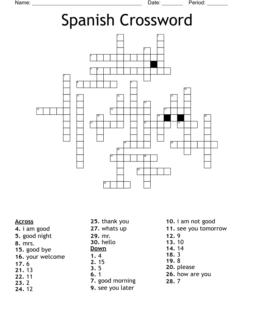 Spanish Crossword