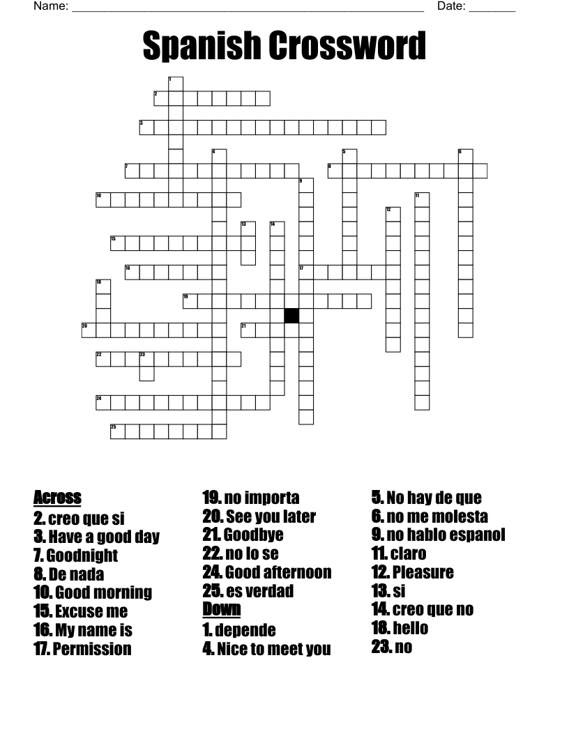 Spanish Crossword