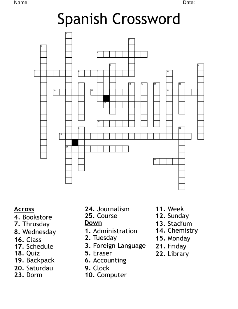 Spanish Crossword