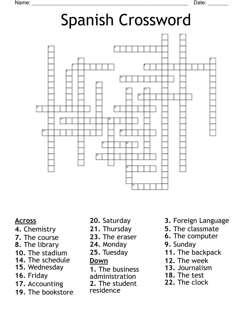 Spanish Crossword