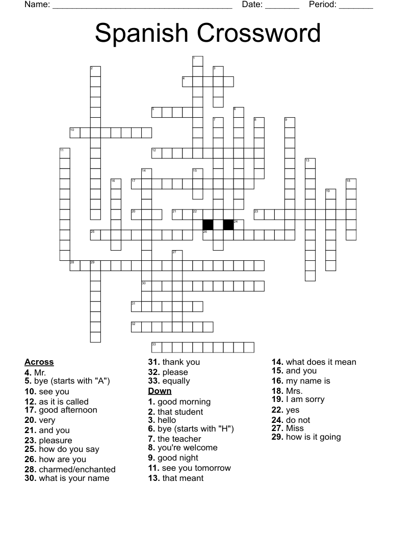 Spanish Crossword