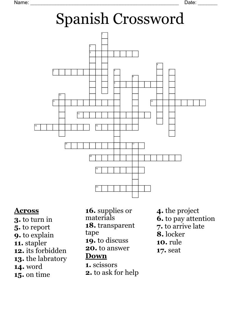 Spanish Crossword