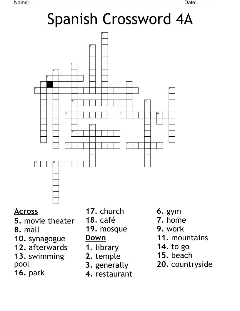 Spanish Crossword 4A