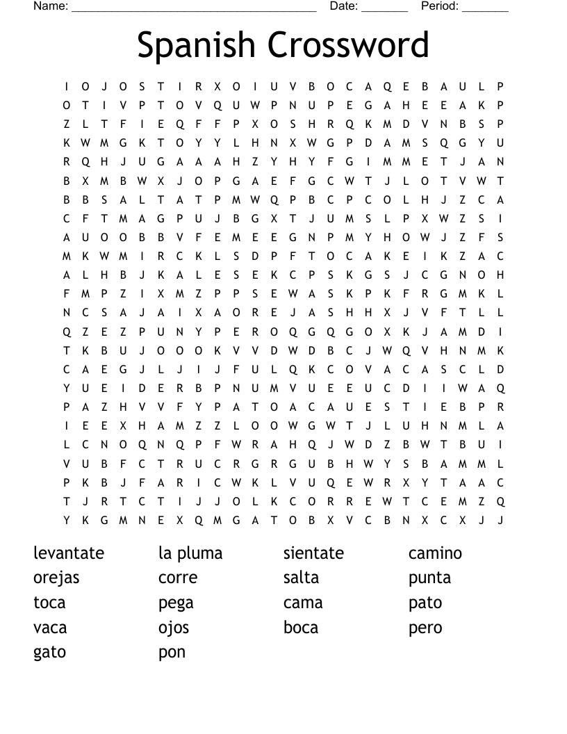 Spanish Crossword Word Search