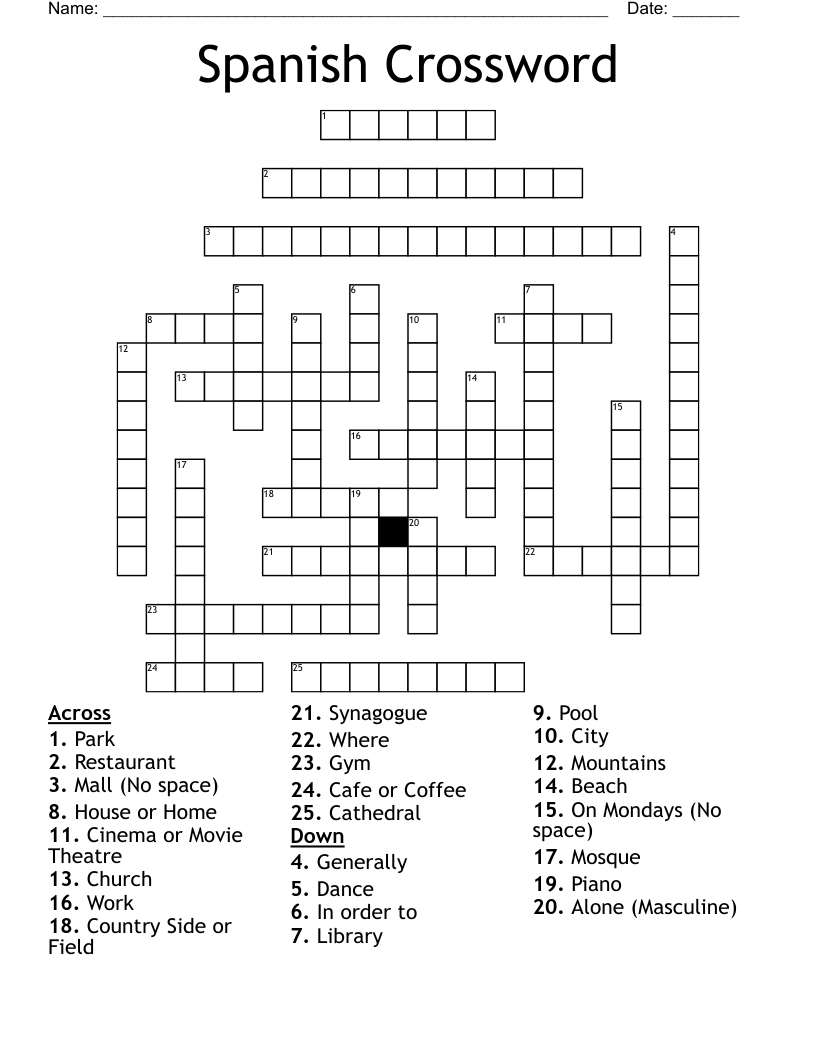 Spanish Crossword