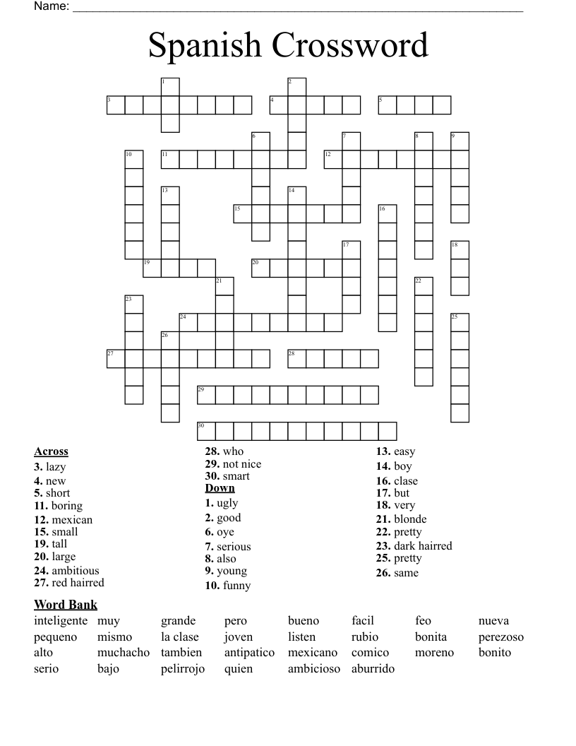 Spanish Crossword