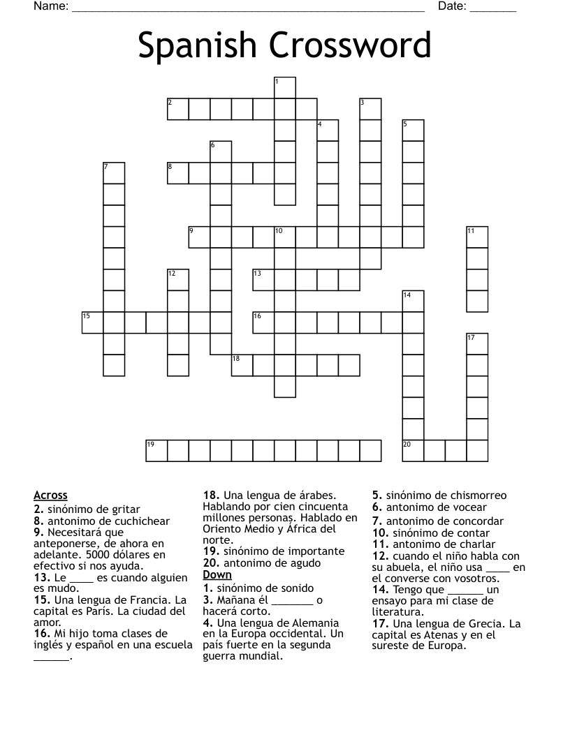 Spanish Crossword