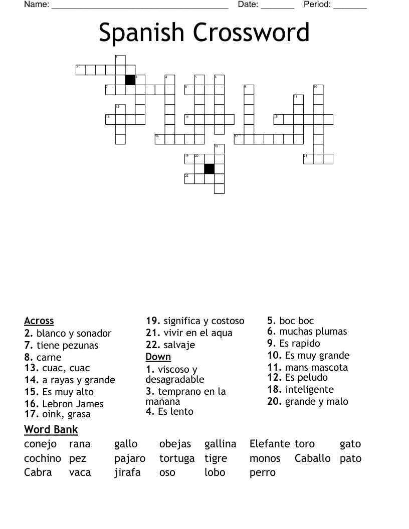 Spanish Crossword