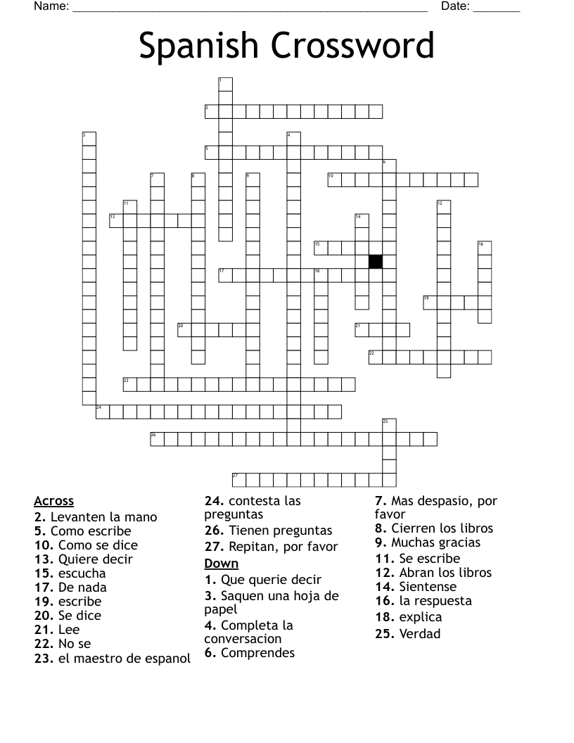 Spanish Crossword