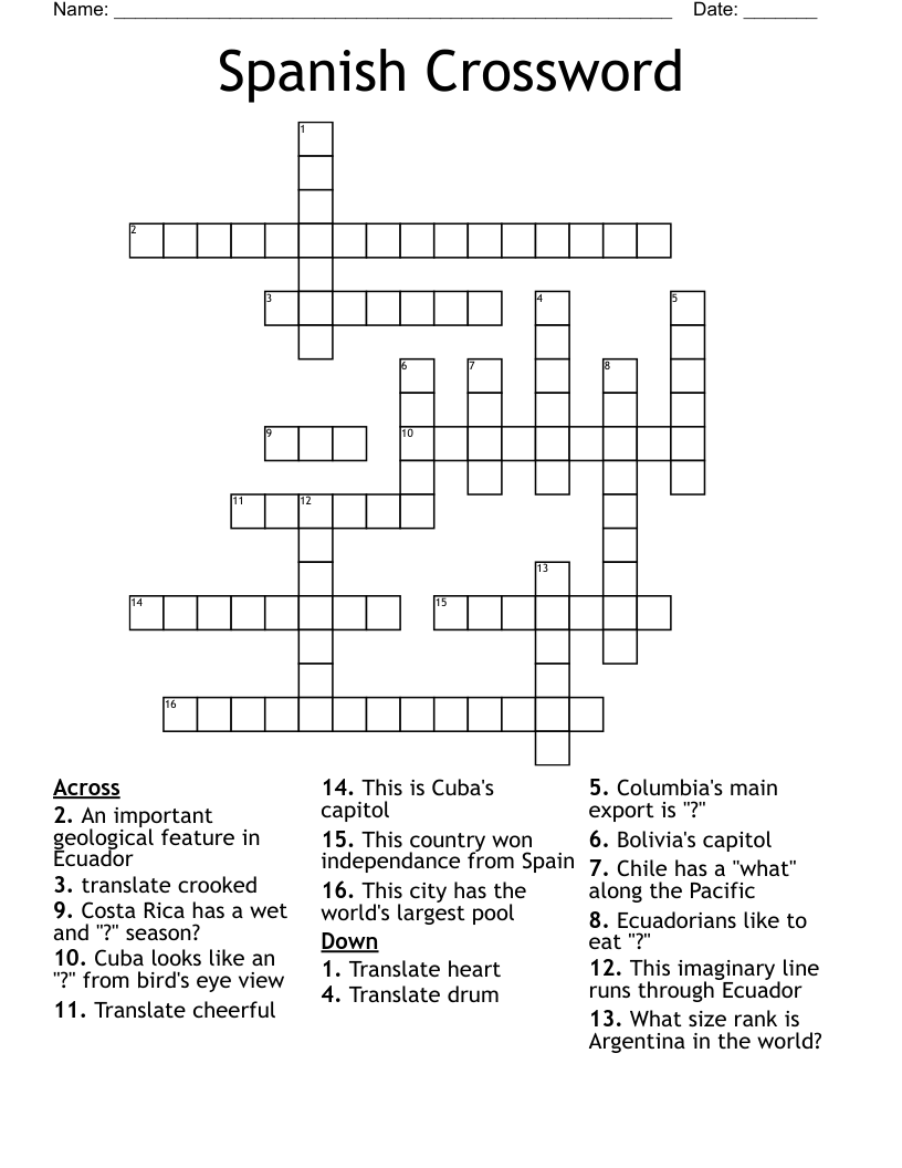 Spanish Crossword