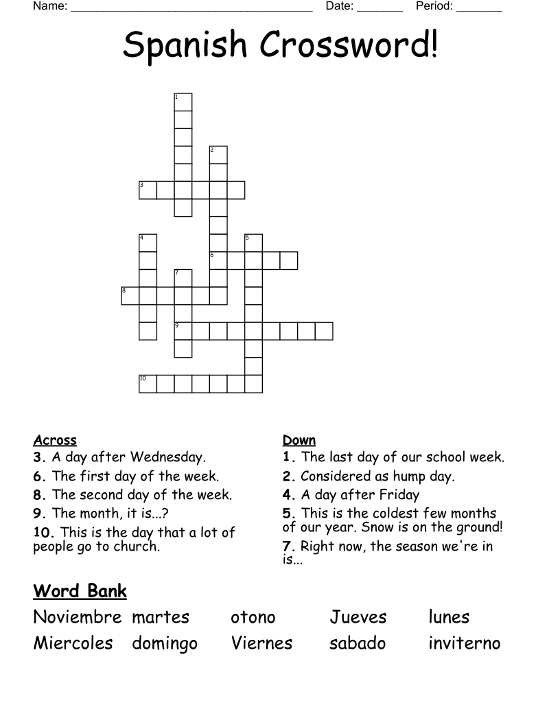 Spanish Crossword!