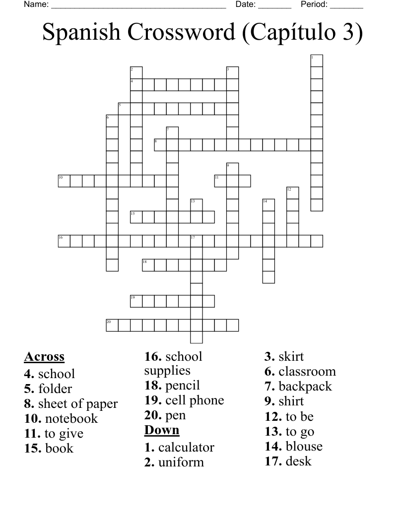 Spanish Crossword (Capítulo 3)