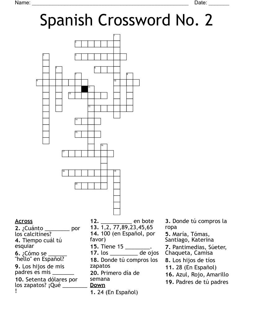 Spanish Crossword No. 2