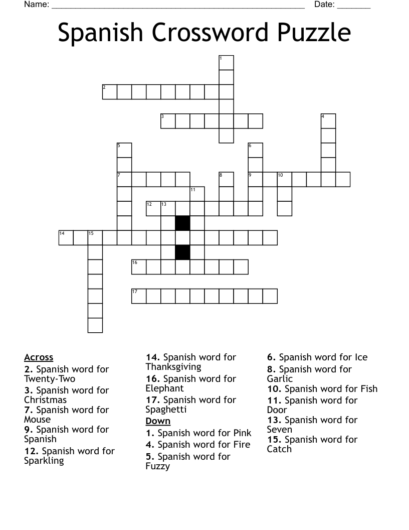 Spanish Crossword Puzzle