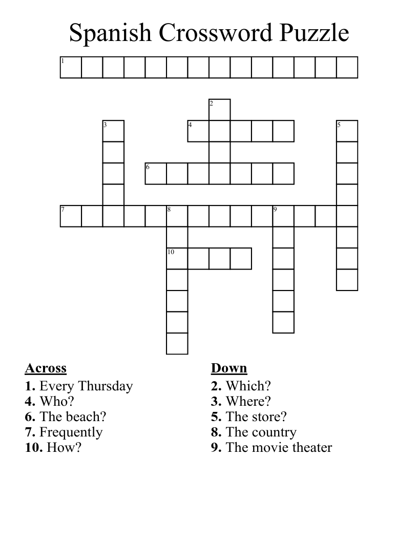 Spanish Crossword Puzzle