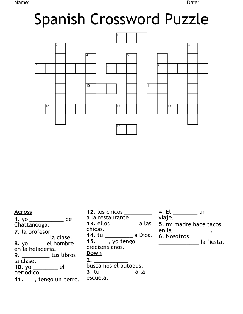 Spanish Crossword Puzzle