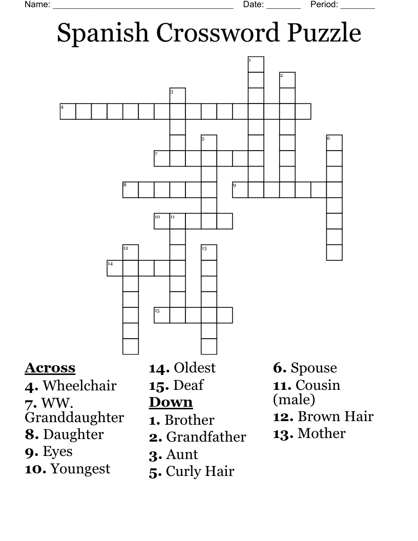 Spanish Crossword Puzzle