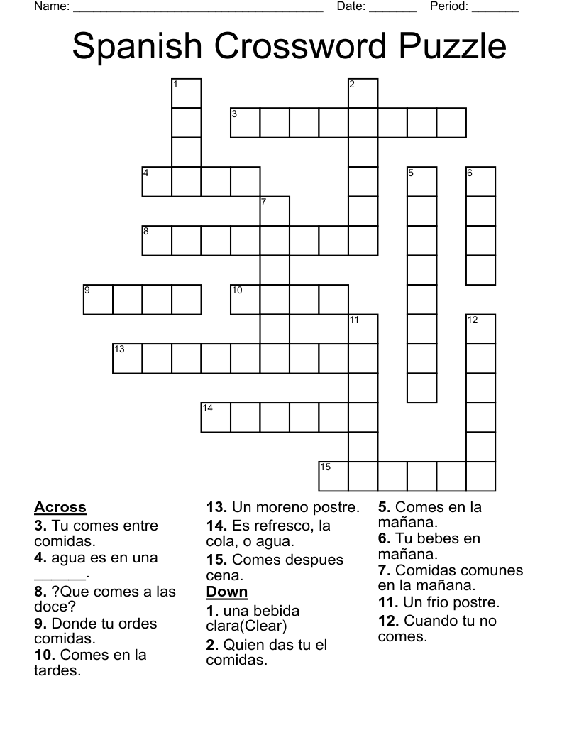 Spanish Crossword Puzzle