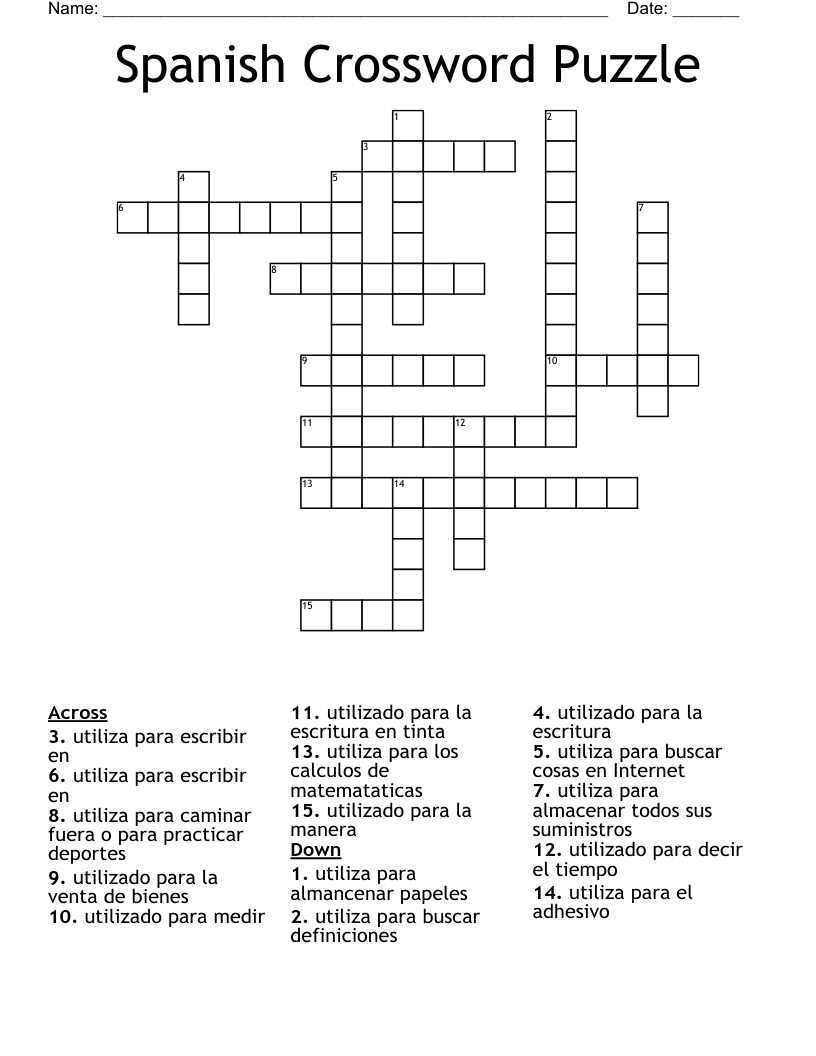 Spanish Crossword Puzzle