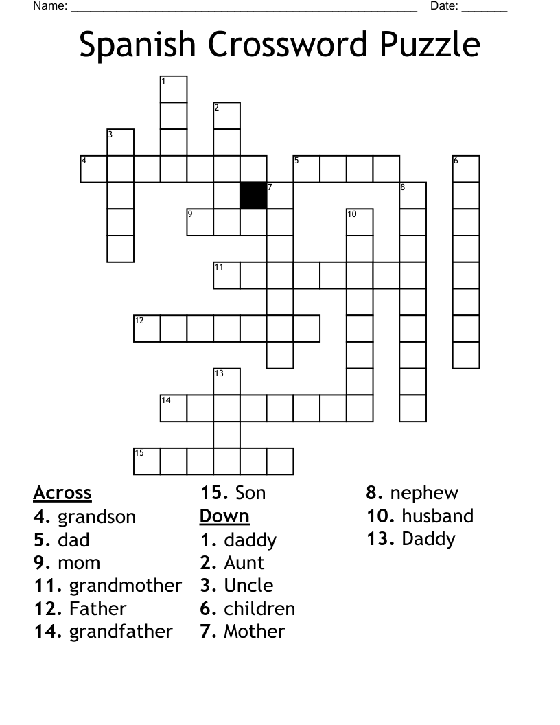 Spanish Crossword Puzzle