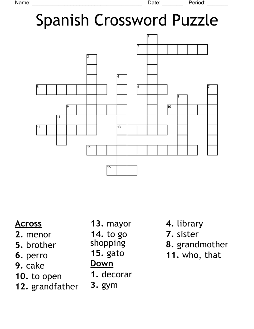 Spanish Crossword Puzzle