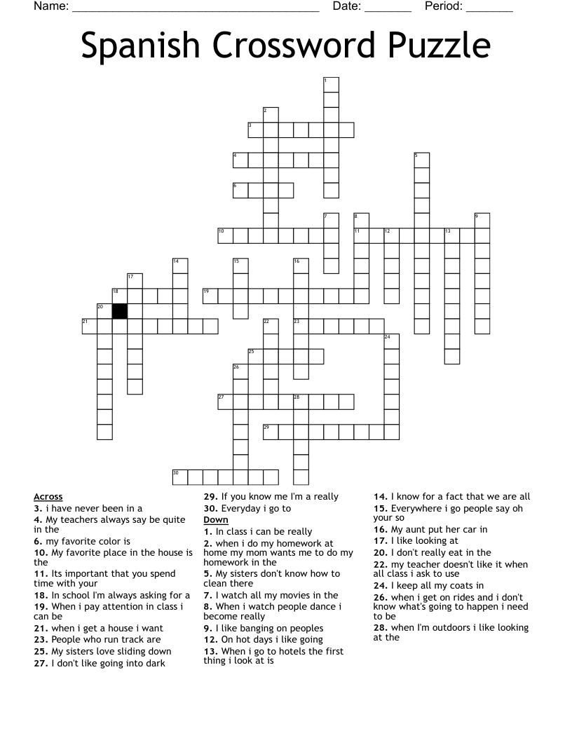 Spanish Crossword Puzzle