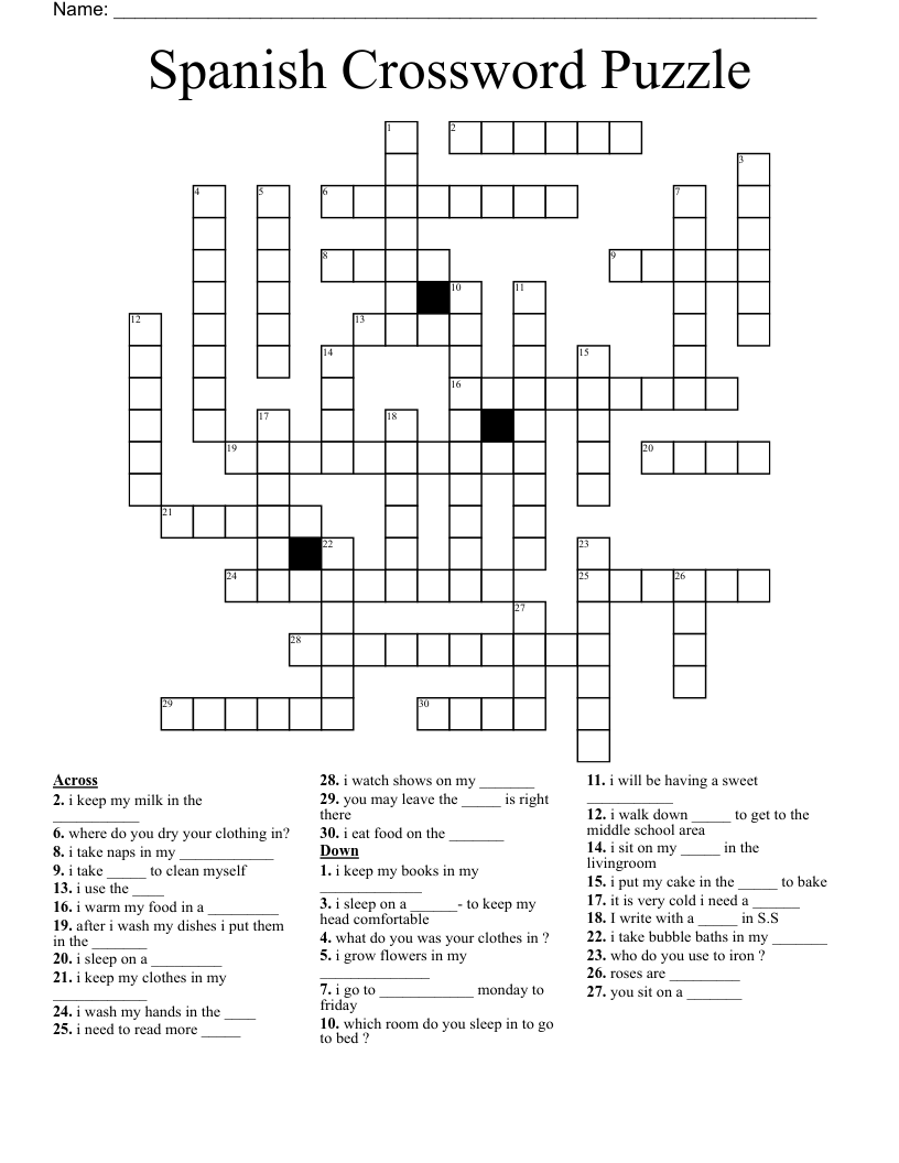 Spanish Crossword Puzzle