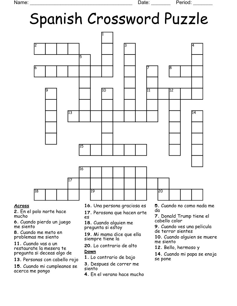 Spanish Crossword Puzzle