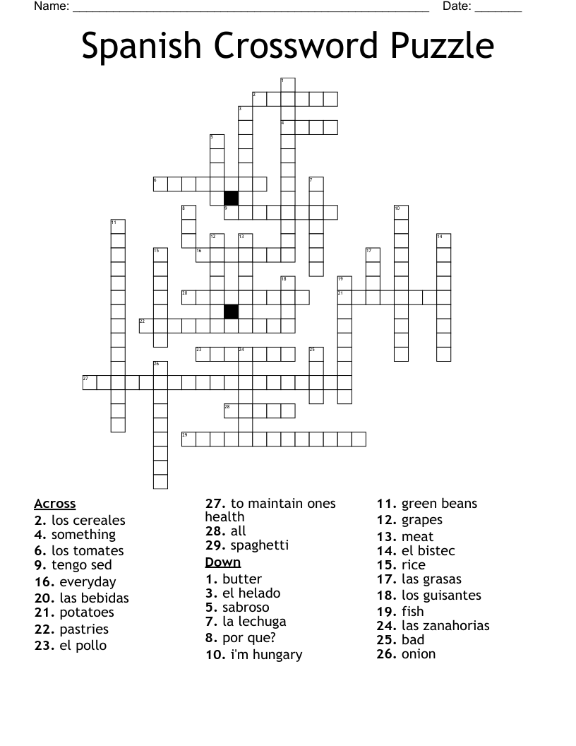 Spanish Crossword Puzzle