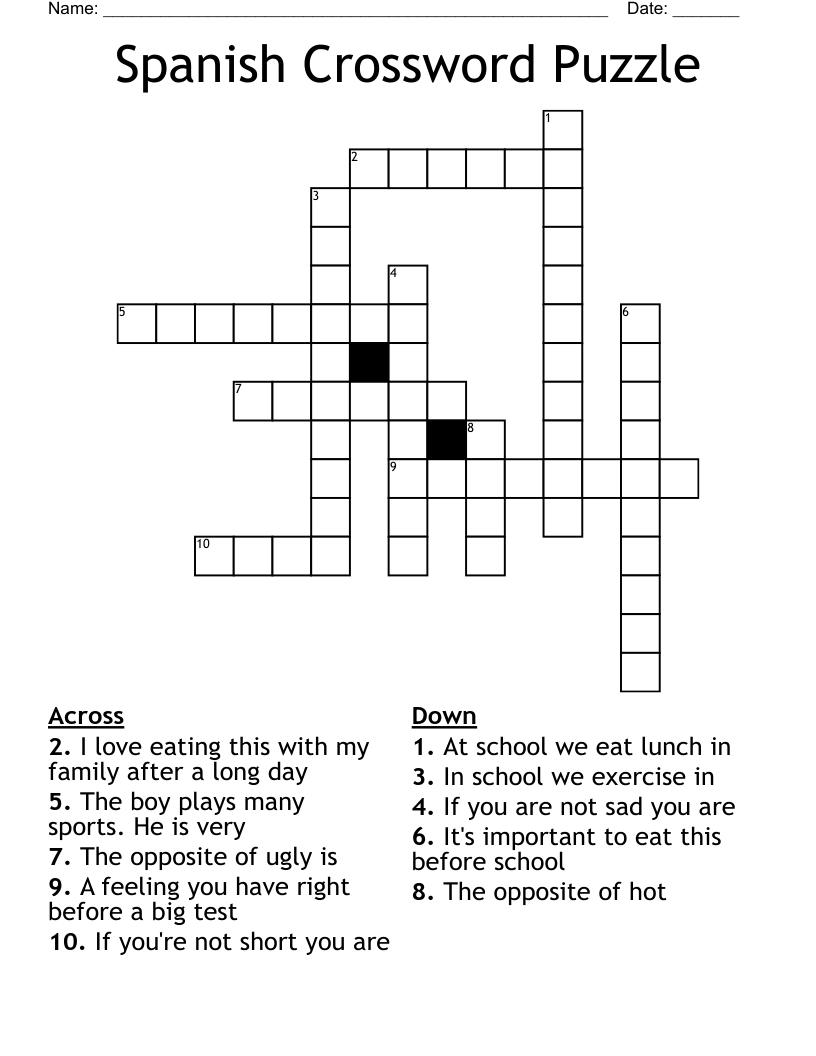 Spanish Crossword Puzzle
