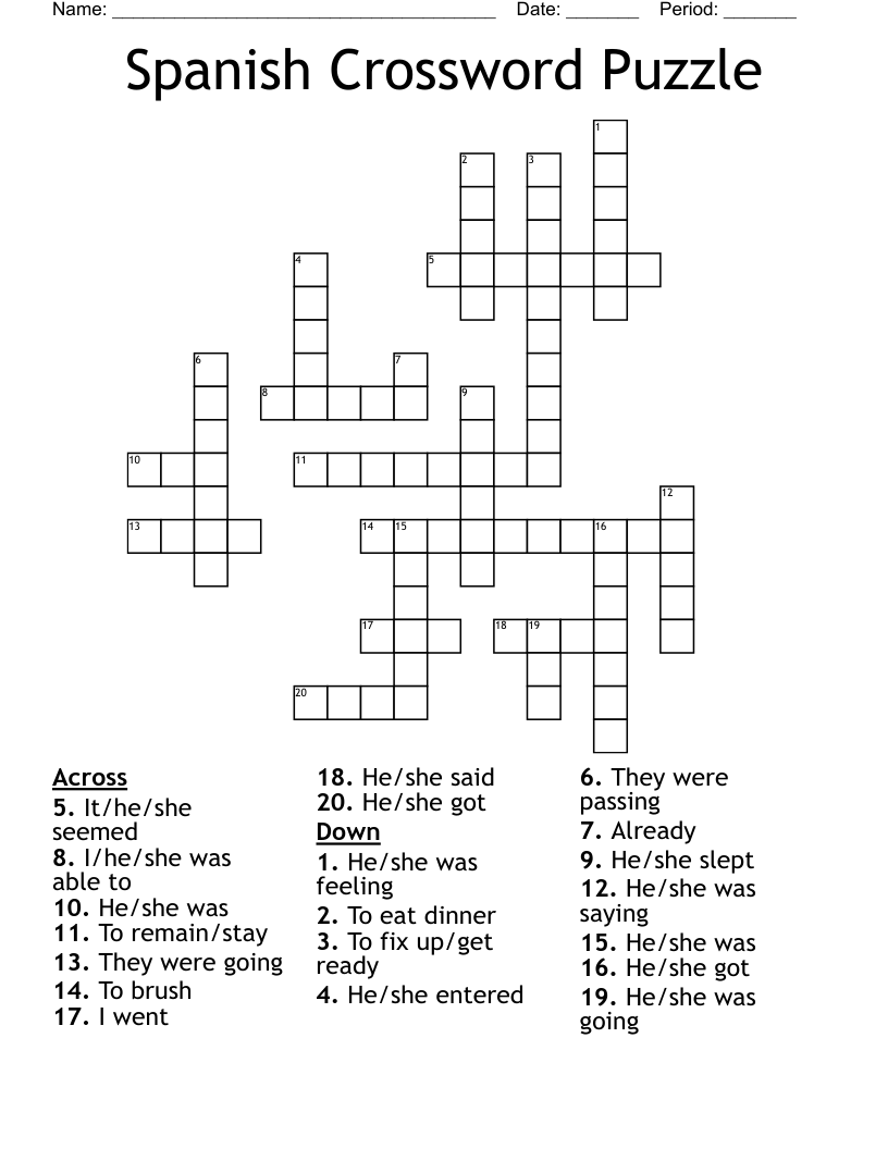 Spanish Crossword Puzzle