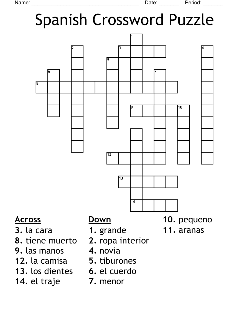 Spanish Crossword Puzzle