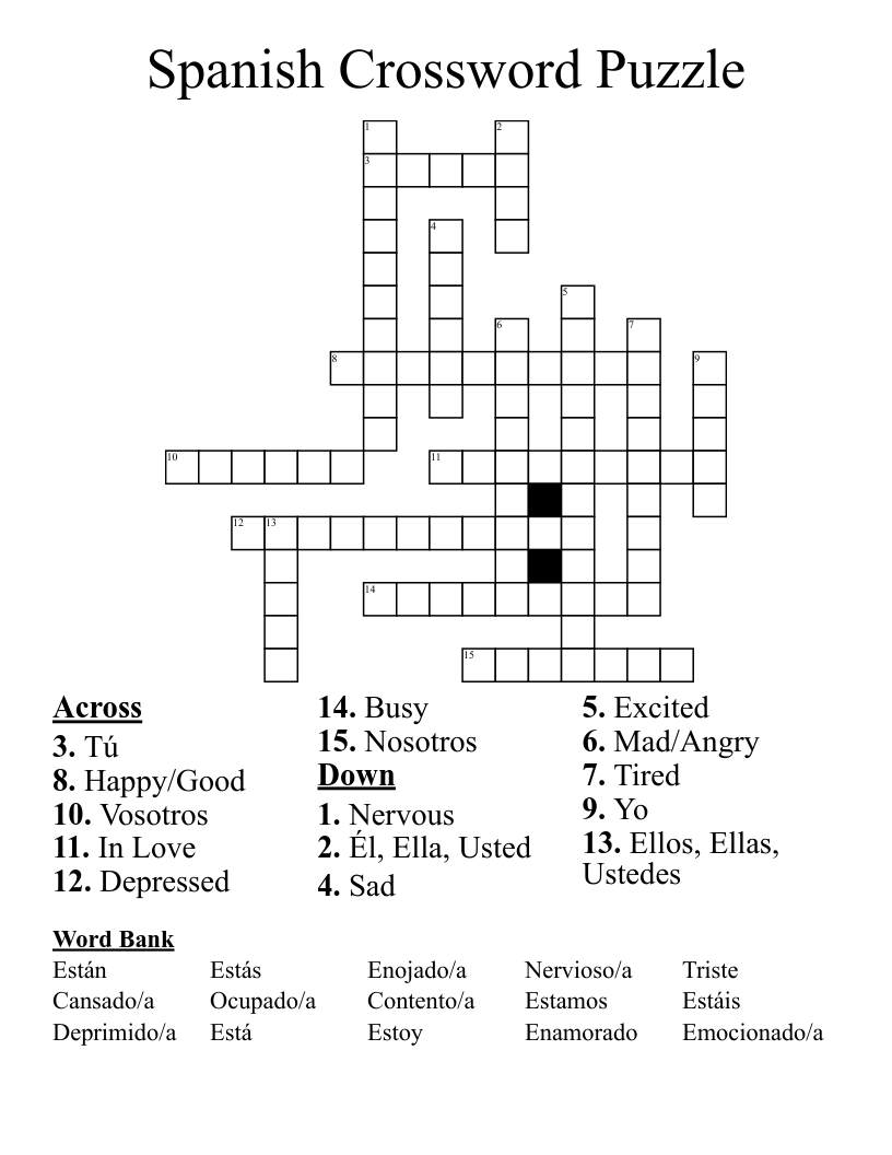 Spanish Crossword Puzzle