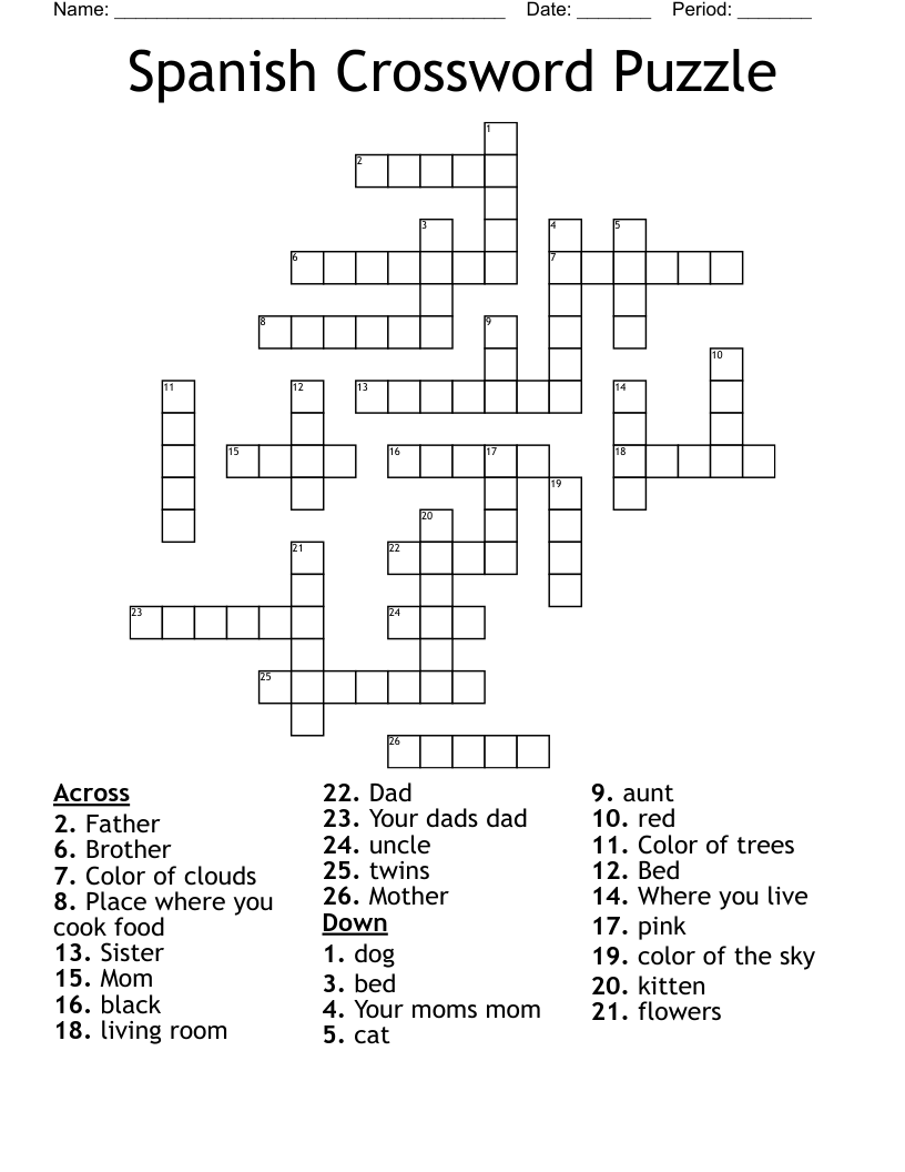 Spanish Crossword Puzzle