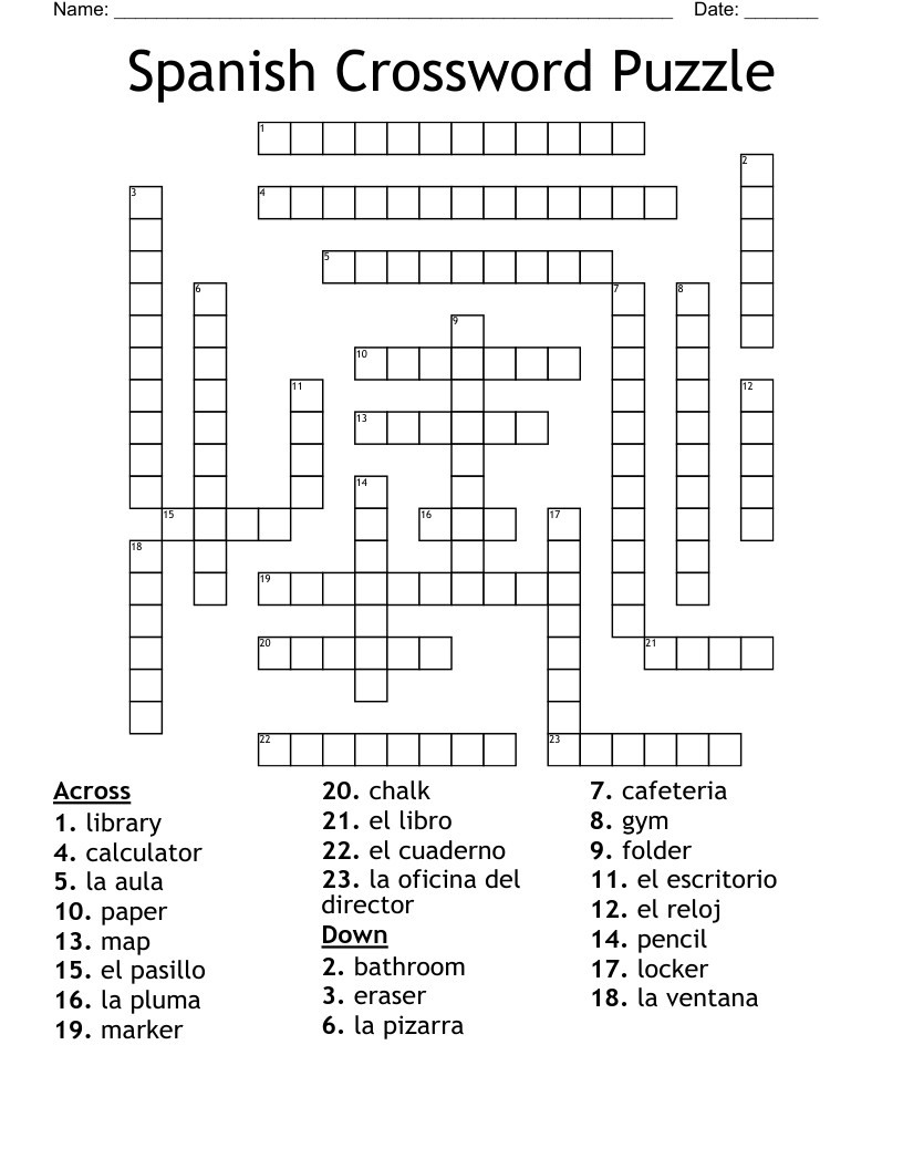 Spanish Crossword Puzzle